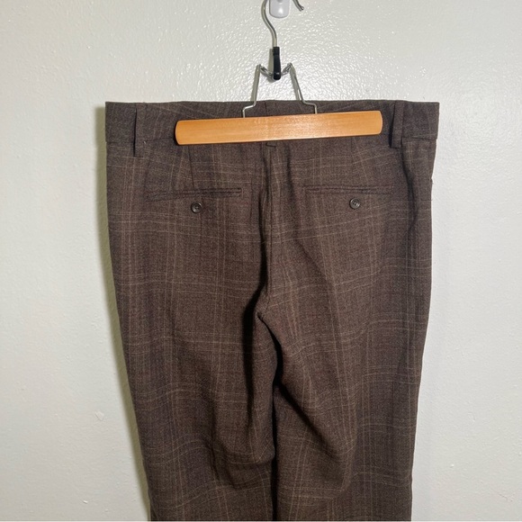 Express Design Studio Editor Dress Pant Trousers Brown Plaid 6 - Picture 6 of 9